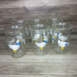 Vintage Geese Glasses Jelly Jars Country Goose Bow Cottage Rustic Grandma